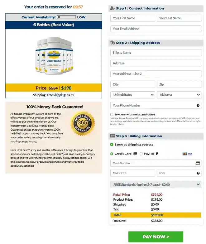 UroFresh Order Page